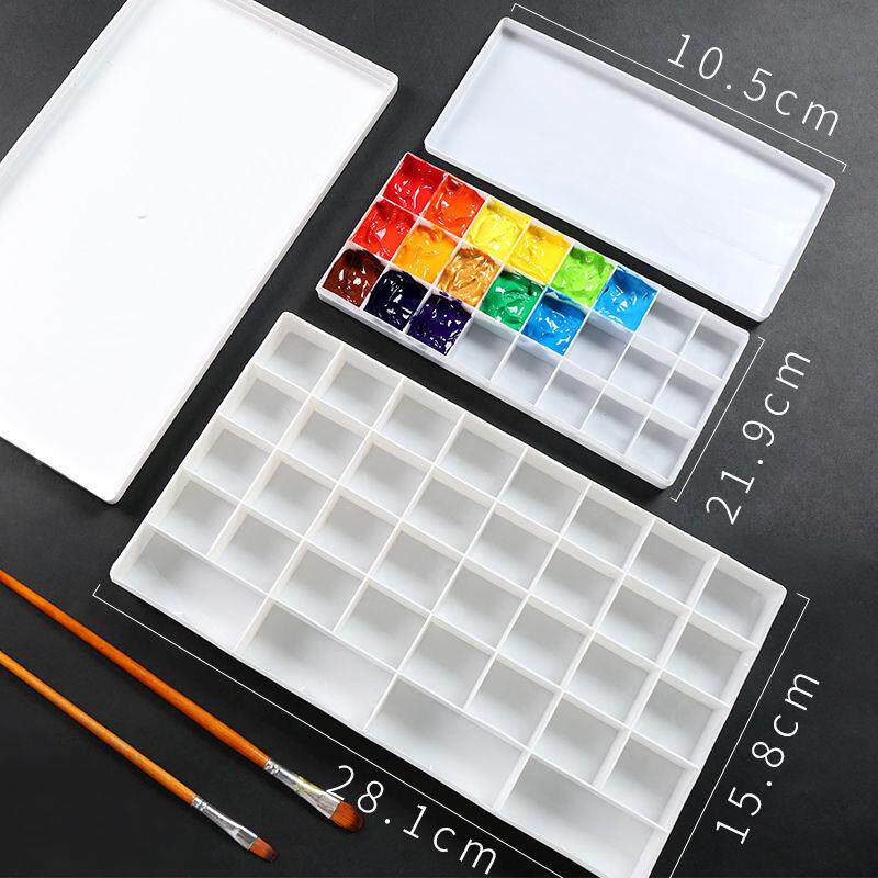颜料分装盒多功能调色盒12格24格36带盖保湿密封格子分装软盖盒子