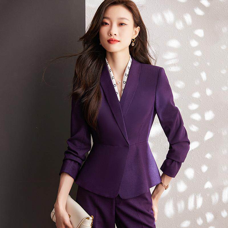 紫色西装套装女韩版气质通勤商务白领工作服职业装女神范西服正装