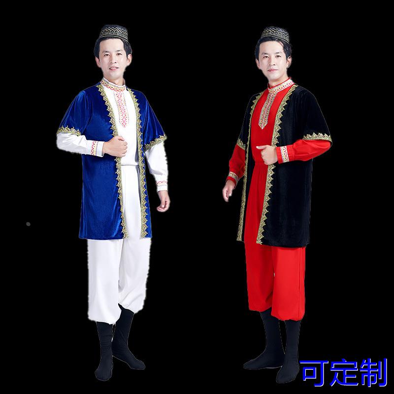 新疆舞蹈演出服装维吾尔族男装少数民族舞台服装哈萨克族服装成人