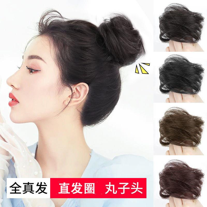 许昌假发丸子头化纤发圈假发头花橡皮绳弹性直发圈头绳真人发假定