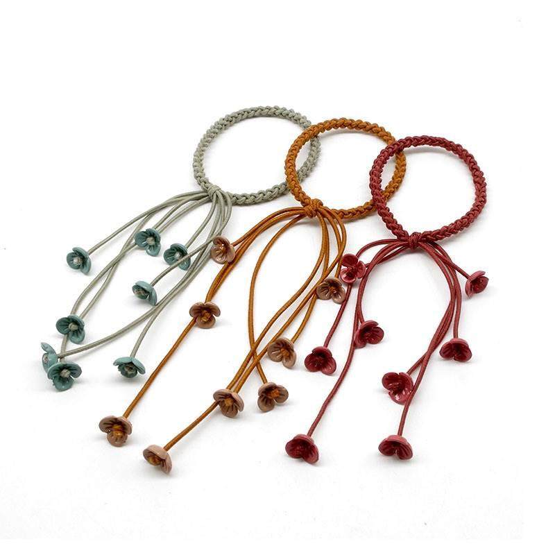 新款头饰甜美飘带花朵发圈打结发绳扎头绳橡皮筋2元店货源