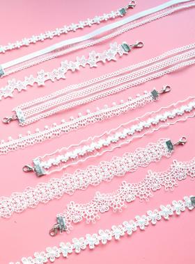 简约项链女白色超仙女气质颈带饰品花卉蕾丝项圈颈链choker锁定制