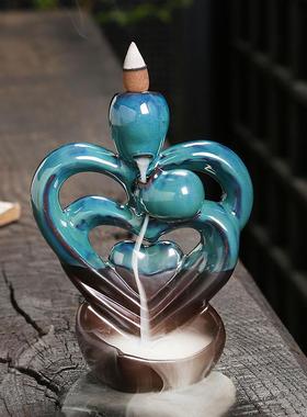 陶瓷左右逢源家居倒流香炉 创意情人节摆件香薰炉倒流工艺品定制