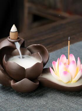 静尘紫砂倒流香炉禅意佛手檀香炉家用室内香薰炉大号香道创意摆件