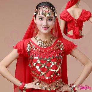 肚皮舞服装印度舞蹈表演出练习服衣服新疆舞民族舞蹈新款短袖上衣