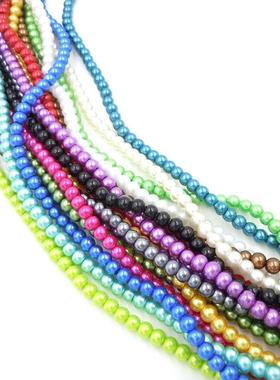 玻璃 6MM直孔圆珠串珠烤漆散珠 项链耳环服饰配件彩珠定制