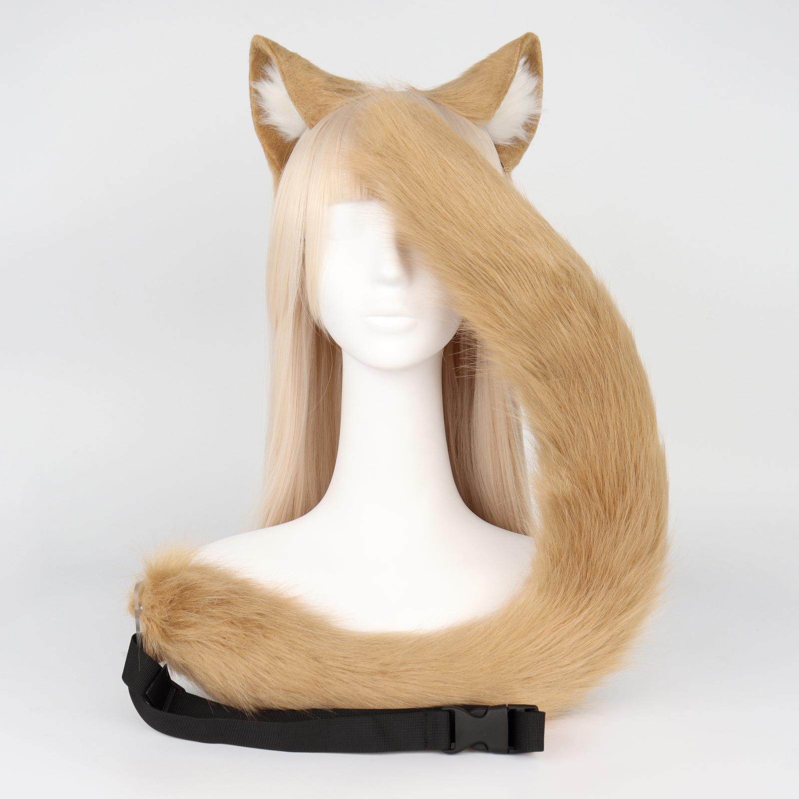 仿真手作40原猫娘cos猫耳猫尾套装毛绒兽耳箍漫展扮演配饰定制