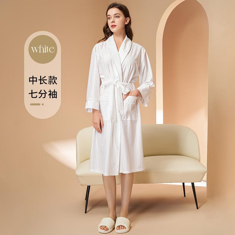 2025新款夏季薄款凉感睡袍美丽条情侣款高级感长款加大码男女浴袍