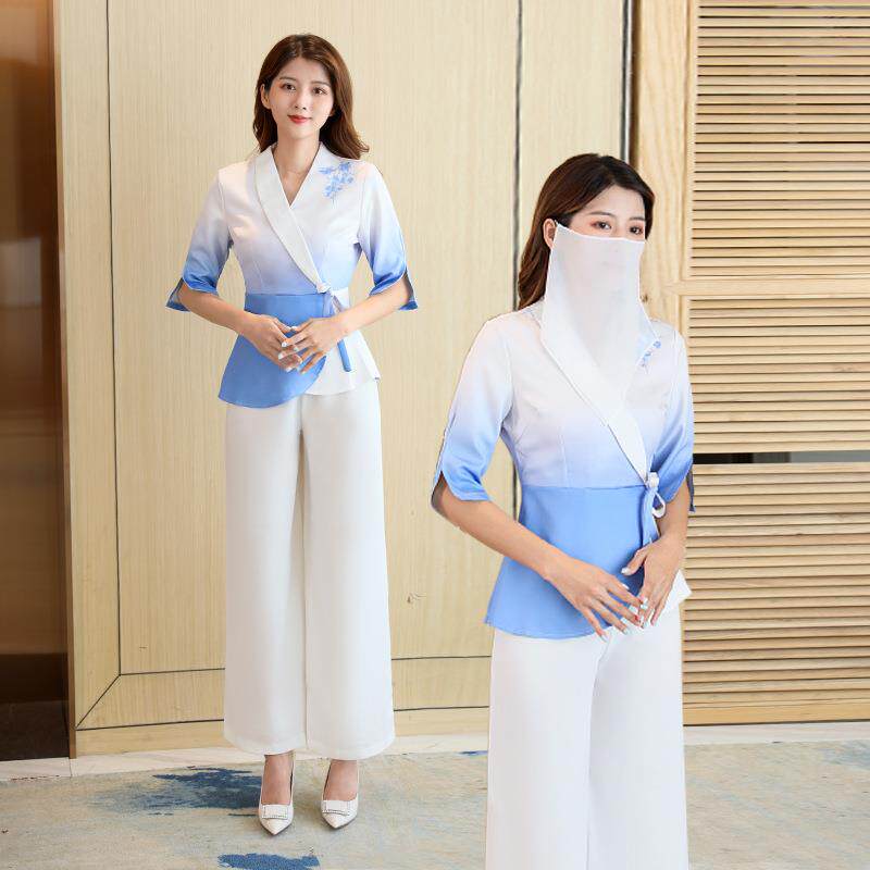 2026夏装新品足浴技师工作服女足疗店SPA养生馆沐足套装工衣制服