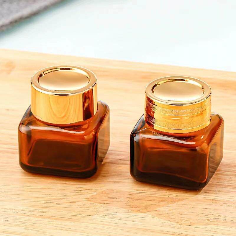 茶色避光膏霜瓶20g方形眼霜瓶面霜小样瓶外出便携化妆品瓶