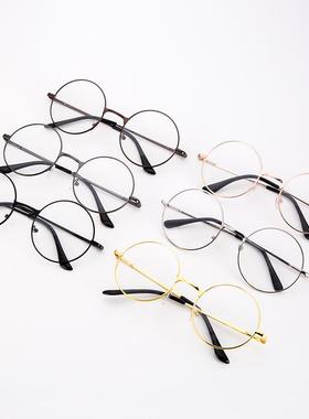 新款连体弹簧脚金属圆框平光镜 日系文艺ins风男女款框架眼镜定制