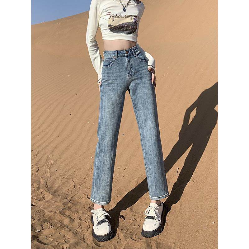 2025年春季新款牛仔裤女 烟管裤 弹力高腰窄版直筒修身显九分裤定