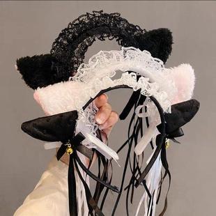 可爱猫咪猫耳朵发箍毛绒绒头箍狐狸发卡欲风白色发饰日韩头饰定制