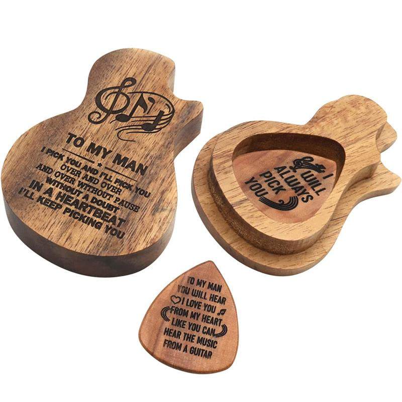 木质拨片盒吉他拨片收纳盒拨片盒子创意简约木制吉他拨片木盒定制