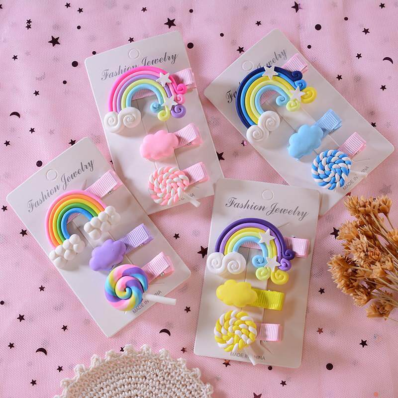 韩国儿童超萌可爱棒棒糖彩虹发夹女童宝宝彩色发卡刘海小夹子发饰