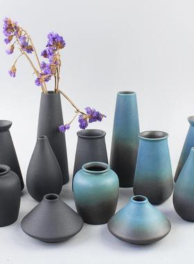 简约复古陶瓷花瓶 创意窑变花瓶花插家居干花花瓶装饰摆件套装定