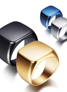 欧美戒指复古简约光面19MM 不锈钢钛钢指环可激光Logo定制