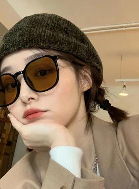 复古茶色墨镜女潮时尚街拍凹造型拍照神器太阳镜2025新款定制