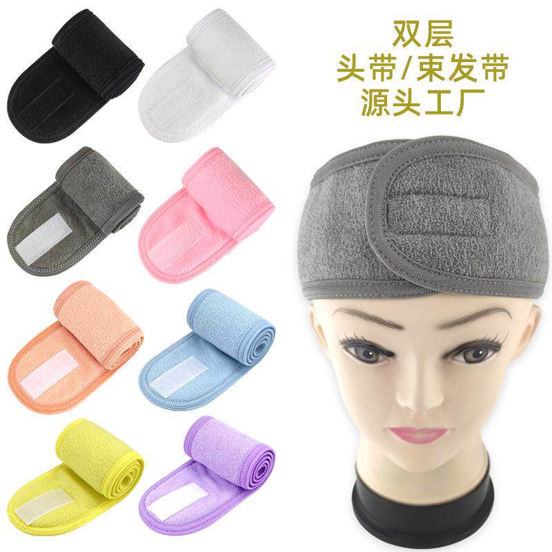 魔术贴束发带发饰欧美头饰女士洗脸发带化妆印花头带发带款定制