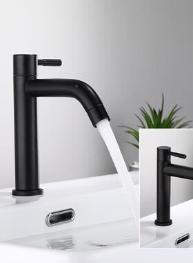 单冷黑色浴室台盆面盆台上水龙头 冷水不锈钢艺术盆台下盆龙头定