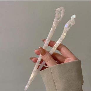 素白发簪古风发饰醋酸簪子简约现钗日常丸子头挽发汉服头饰女定制