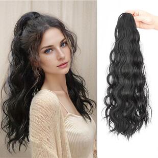 60CM大抓夹水波纹马尾假发长卷发马尾辫子Claw Water Wave Ponyta