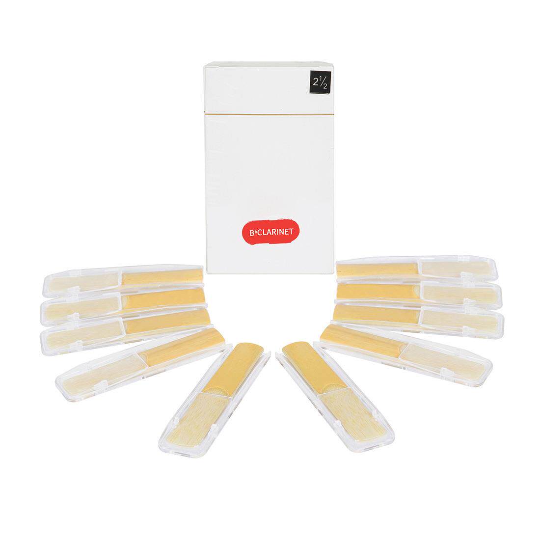 Bb调单簧管哨片2.5号芦苇黑管哨片簧片10支装ABS独立保护哨片夹定