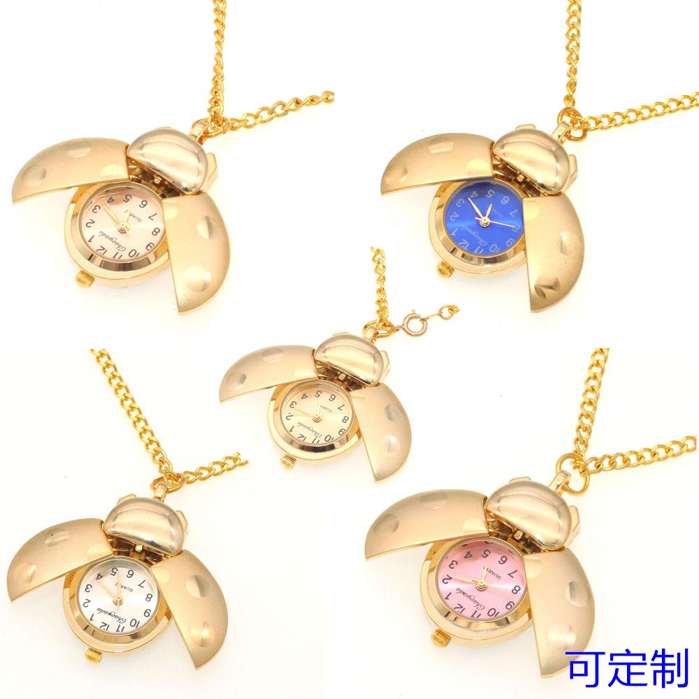 新款金龟子怀表金色怀表 瓢虫怀表 项链怀表 甲壳虫怀表厂家现货