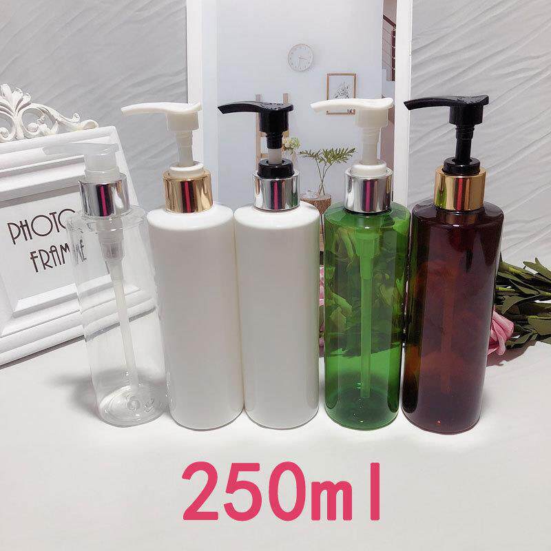 250ml平肩按挤压泵分装瓶塑料瓶洗发水沐浴露乳液瓶电化铝旋转泵