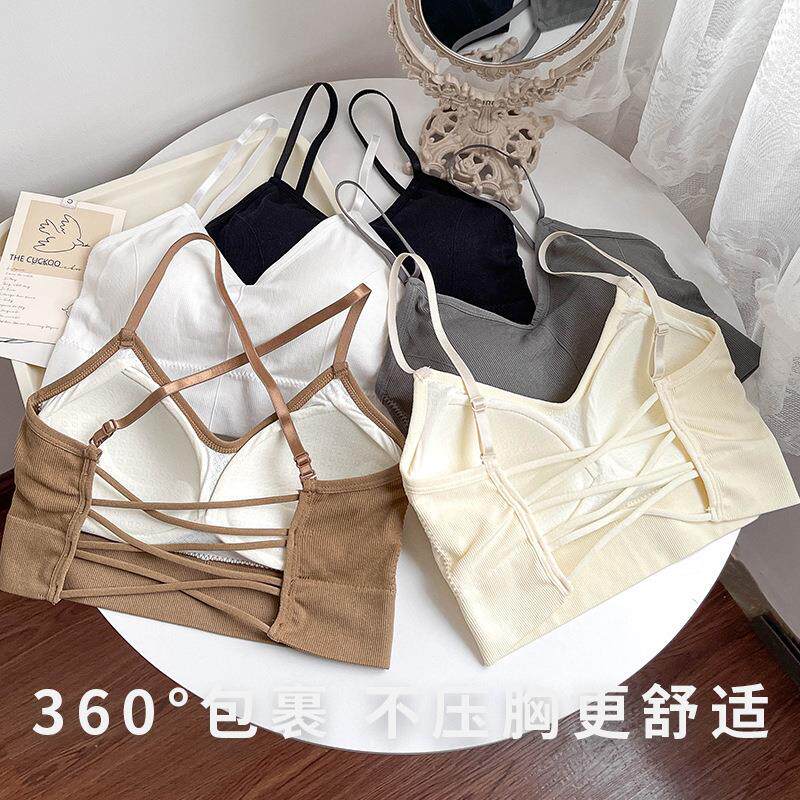 2026春款美背吊带内衣 一体式固定胸垫辣妹短款打底抹胸上衣定制