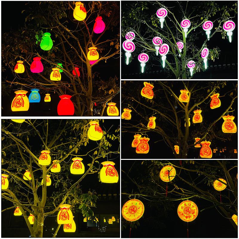 led3D福袋平板福袋福鼓棒棒糖户外防水亮化工程场景布置挂树灯定