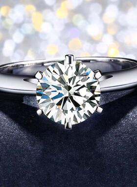 JZ017六爪仿真女款钻戒50分白金色结婚1克拉2克拉3克拉锆石戒定制