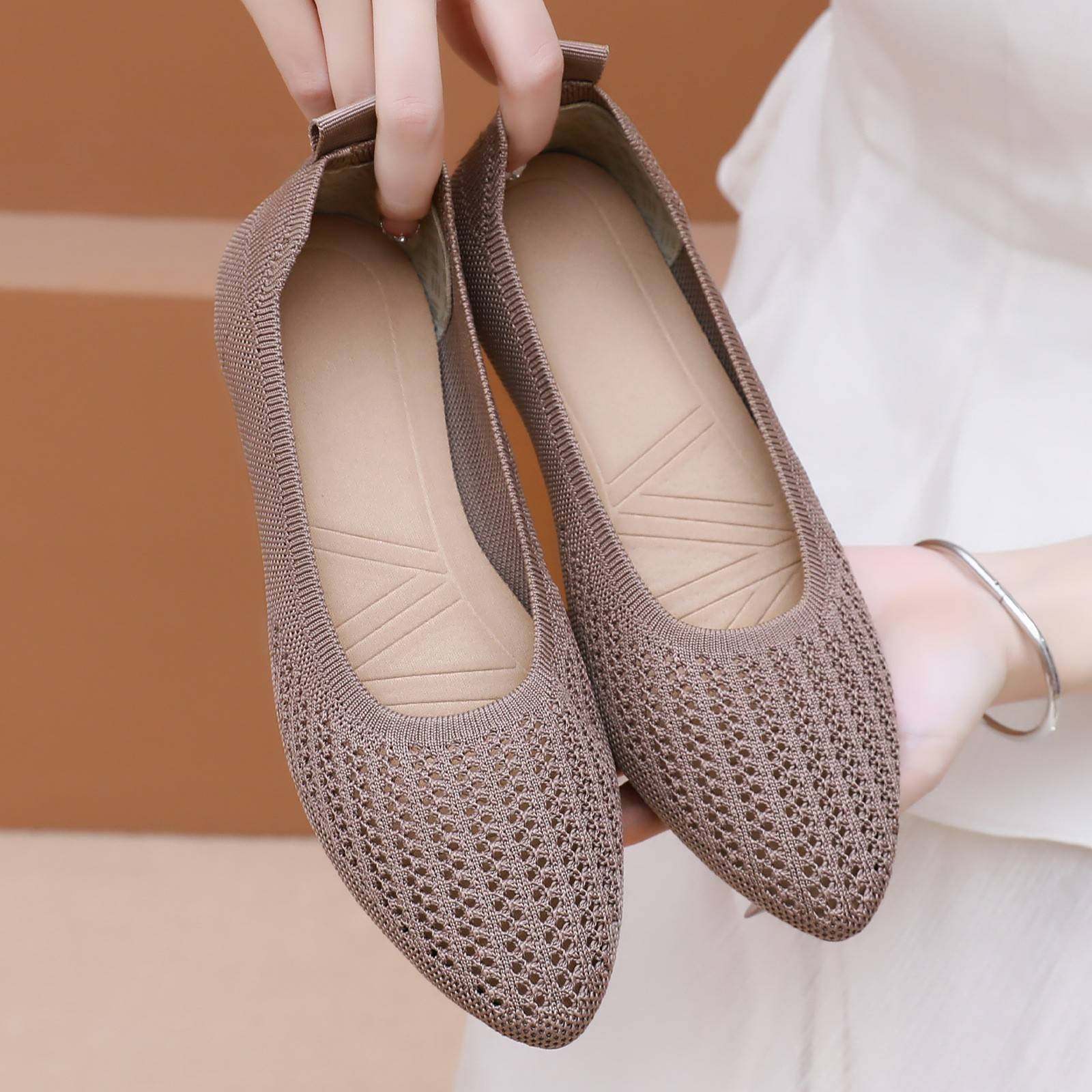 鞋子女新款新款软底软面透气时尚休闲鞋浅口飞织网面平底豆豆鞋,女鞋,时尚休闲鞋,淘宝优惠券,粉丝福利购,淘宝优惠卷