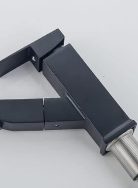 亚黑色水龙头伸缩冷热洗手盆卫生间台上盆浴室洗脸抽拉式水龙头定