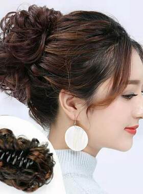 仿真发半丸子头假发包女抓夹大号韩国优雅蓬松盘发器花苞头卷定制