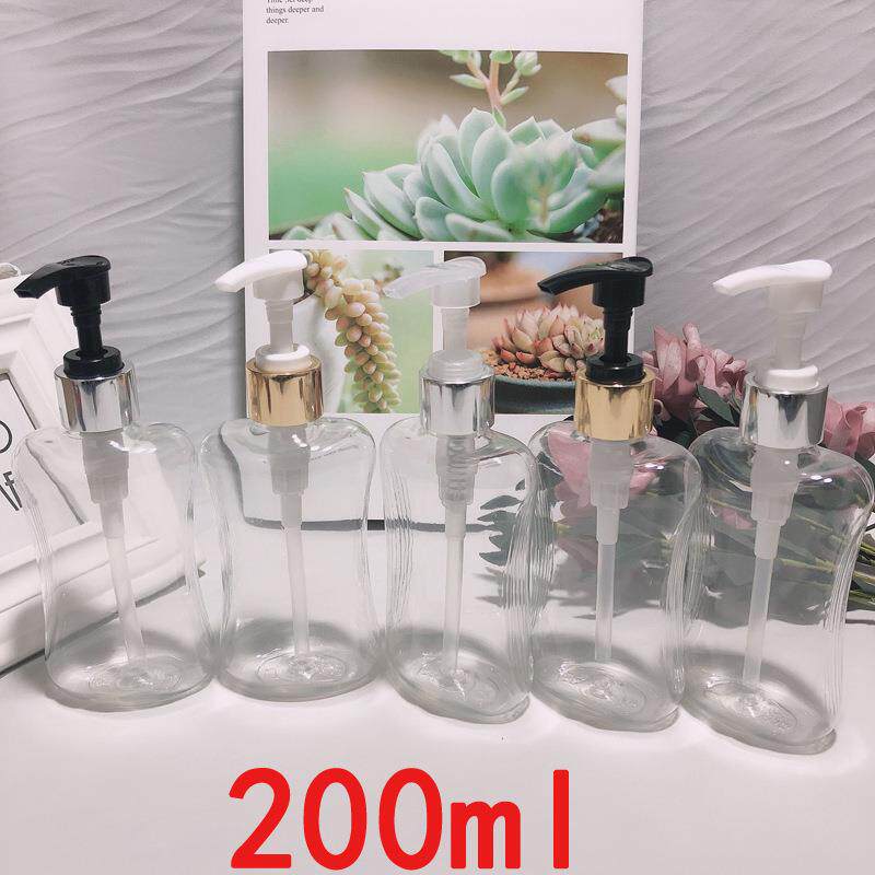 200ml扁圆按挤压泵分装瓶洗手液洗发水沐浴露乳液瓶电化铝旋转泵
