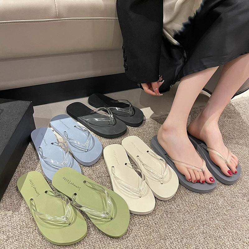 果冻人字拖女夏季ins风休闲软底沙滩夹脚凉拖鞋简约海边度假防滑