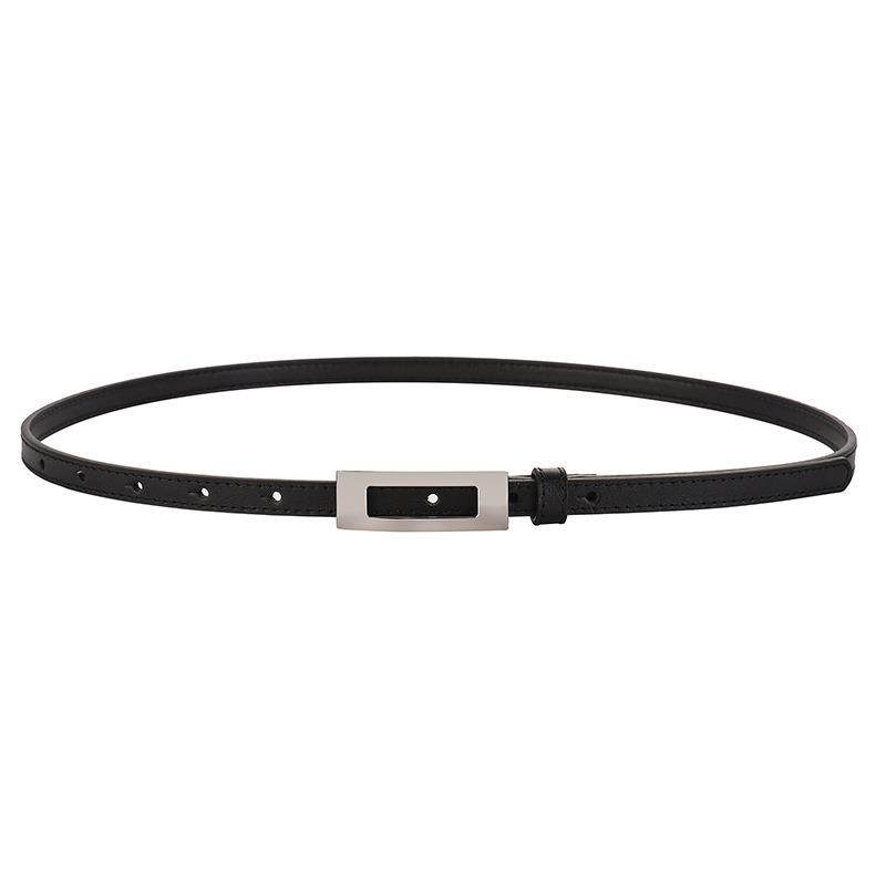 新款银扣女士头层牛皮细腰带百搭西裤连衣裙真皮细皮带女款定制