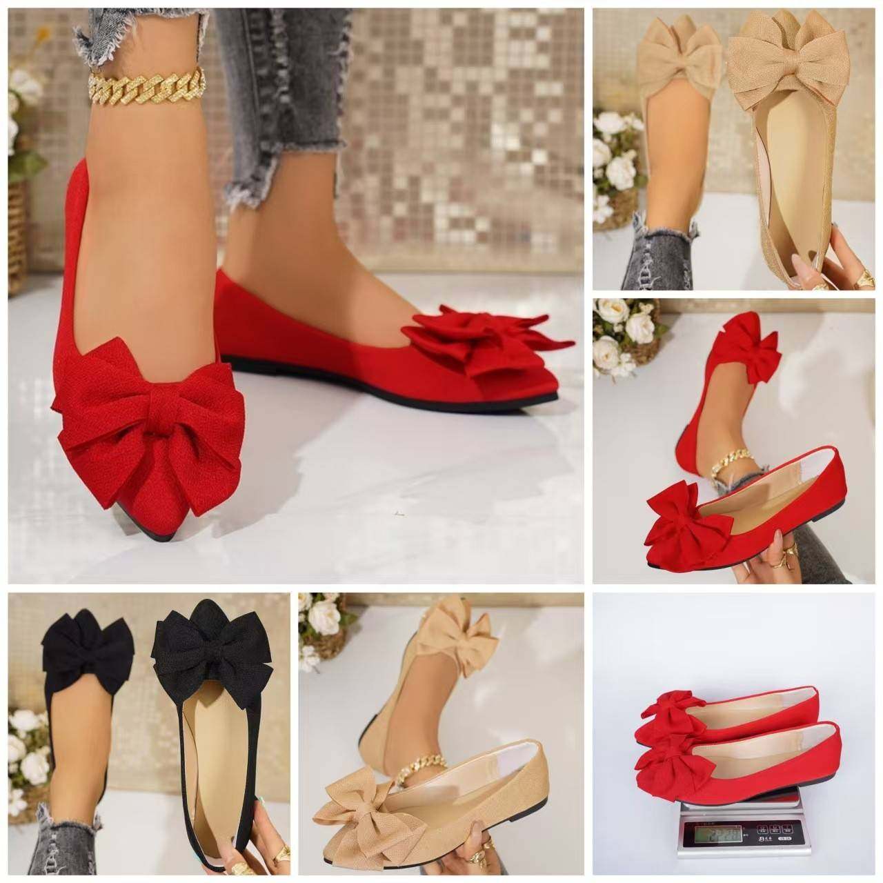 外贸新款新款平底欧美休闲单鞋女大码外贸蝴蝶结尖头懒人鞋tm定制,女鞋,浅口单鞋,淘宝优惠券,粉丝福利购,淘宝优惠卷