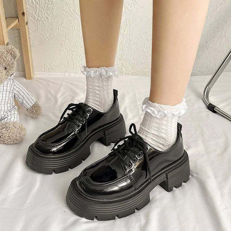 小皮鞋2026春秋新款ins潮厚底系带英伦风黑色jk单鞋松糕底乐福鞋,女鞋,浅口单鞋,淘宝优惠券,粉丝福利购,淘宝优惠卷