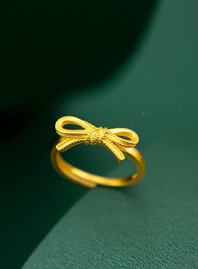 越金蝴蝶结戒指镀金时尚气质女戒手饰配饰品礼物定制