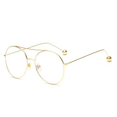 网红同款潮大圆框金属眼镜钢珠双梁复古文艺眼镜潮遮脸平光镜定制