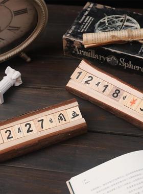 复古个性创意木质木头日期小日历摆件原木桌面餐桌装饰品摄影道具