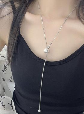 义乌直销个性创意小众项链抽拉式调节时尚大气毛衣链长款饰品定制