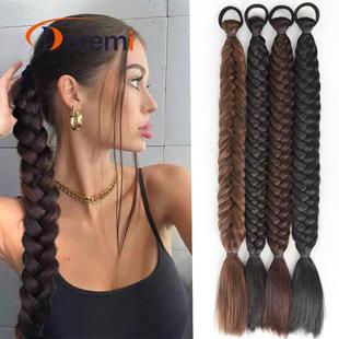 假发鱼骨辫马尾化纤50cm70g麻花辫温柔侧鱼骨辫假发马尾定制