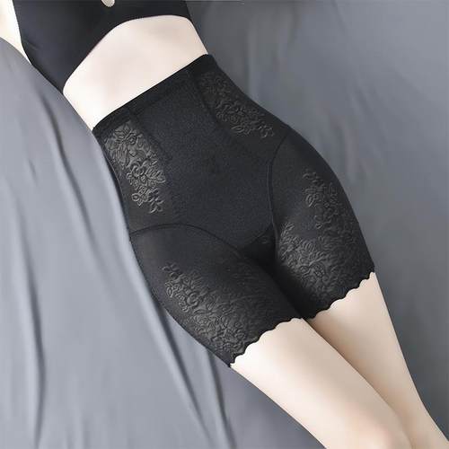 平角高腰收腹裤女 产后美体 提臀防卷保险裤蕾丝翘臀打底裤