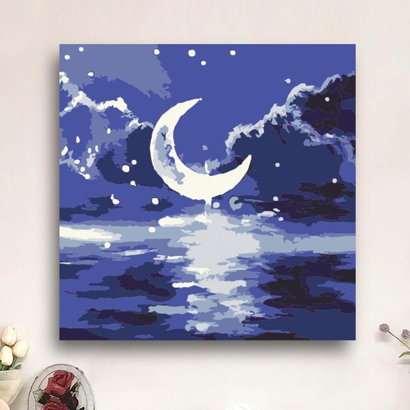简艺风景diy数字油画 简单数字填充手工画装饰画挂画空闲 丙烯材图片