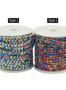 2-4cmAB彩色银底爪链水钻链条 手工DIY婚纱礼服钻链饰品配件定制