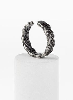 欧美简约复古麻花钛钢戒指开口男女个性指环时尚百搭情侣对戒定制