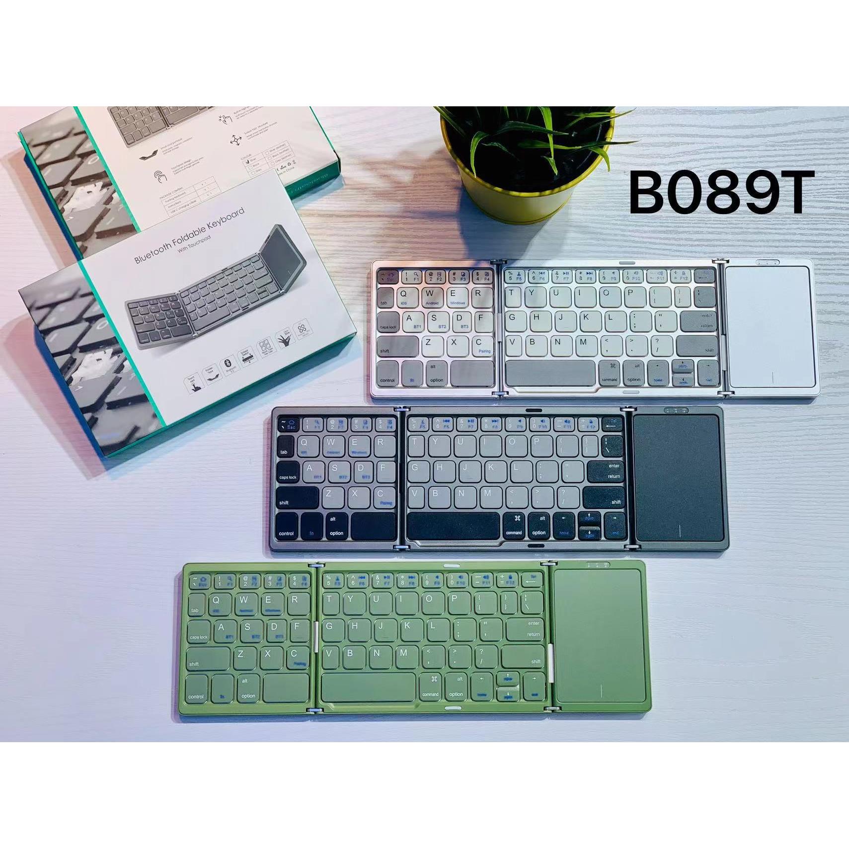 新款B089T拼色三折叠触控蓝牙键盘 无线折叠键盘迷你通用键盘定制